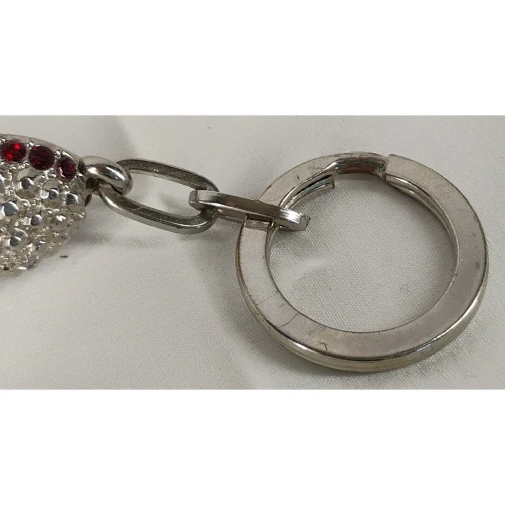 Red Rhinestone Silver Tone Metal High Heel Shoe Shoes Keychain‎ Purse Charm